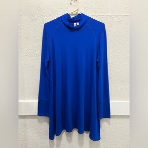Cable & Gauge Blue Mock Neck Tunic Top Large